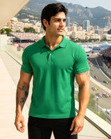 Men's Solid Green Matty Half Sleeve Polo Regular T-Shirt