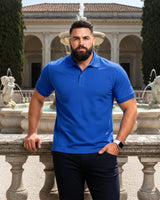 Men's Solid Royal Blue Matty Half Sleeve Polo Regular T-Shirt