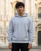 Men's Solid Grey Cotton Full Sleeve Oversized Hoodie