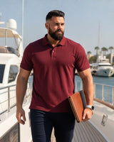 Men's Solid Maroon Matty Half Sleeve Polo Regular T-Shirt