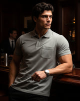 Men's Solid Grey Matty Half Sleeve Polo Regular T-Shirt