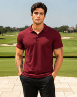 Men's Solid Maroon Matty Half Sleeve Polo Regular T-Shirt