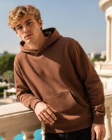 Men's Solid Brown Cotton Full Sleeve Oversized Hoodie