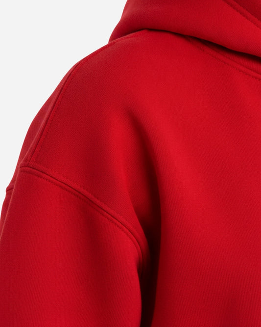 Women's Solid Red Cotton Full Sleeve Oversized Hoodie