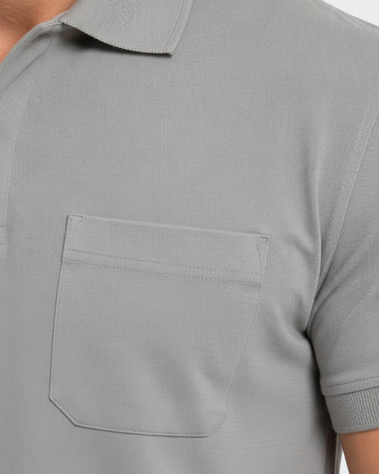 Men's Solid Grey Matty Half Sleeve Polo Regular T-Shirt