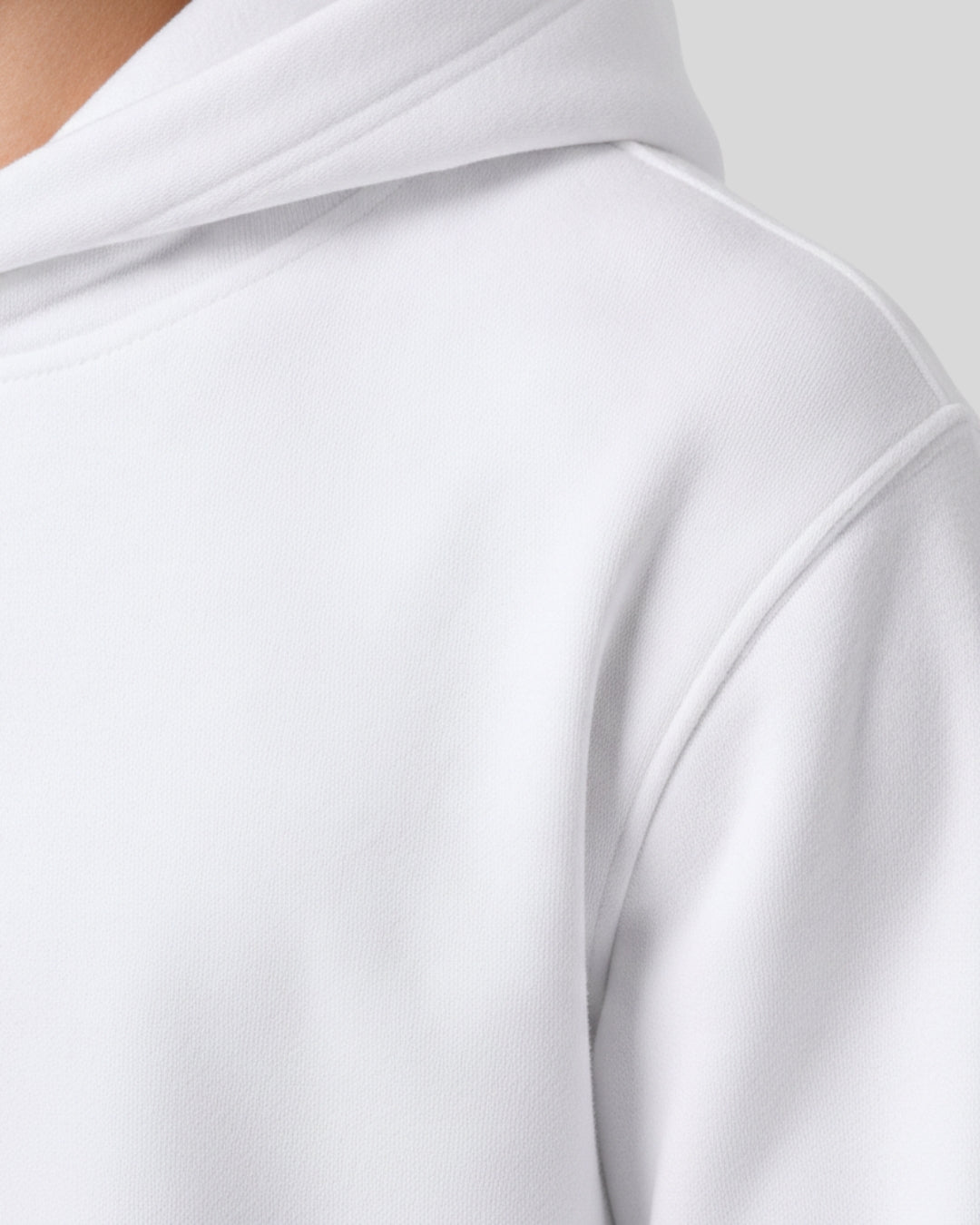 Sman's Solid White Cotton Crew Neck Oversized Printed Hoodie For Men