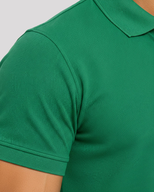Men's Solid Green Matty Half Sleeve Polo Regular T-Shirt