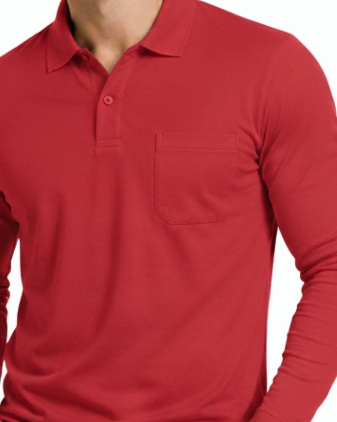 Men's Solid Red Matty Full sleeve Polo Regular T-Shirt