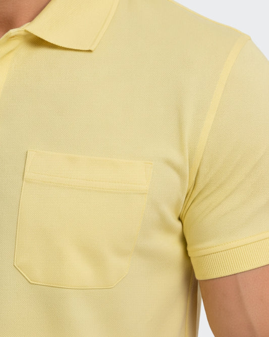 Men's Solid Lemon Matty Half Sleeve Polo Regular T-Shirt