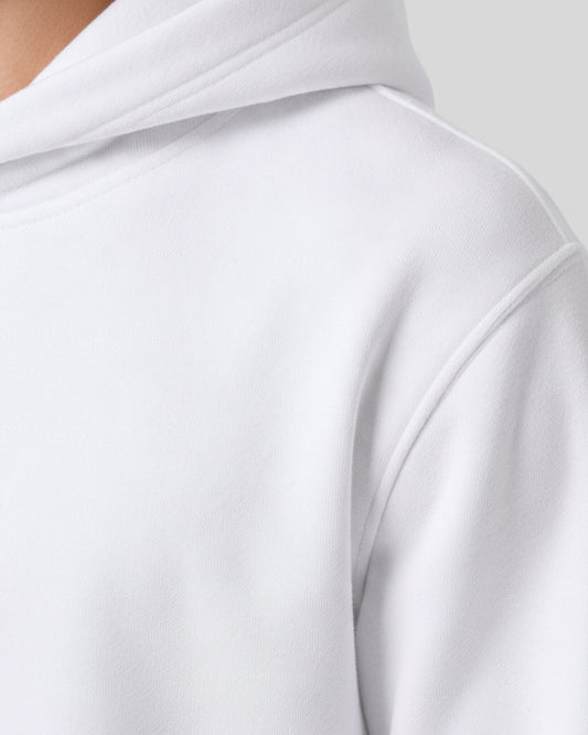 Sman's Solid White Cotton Crew Neck Oversized Printed Hoodie For Men