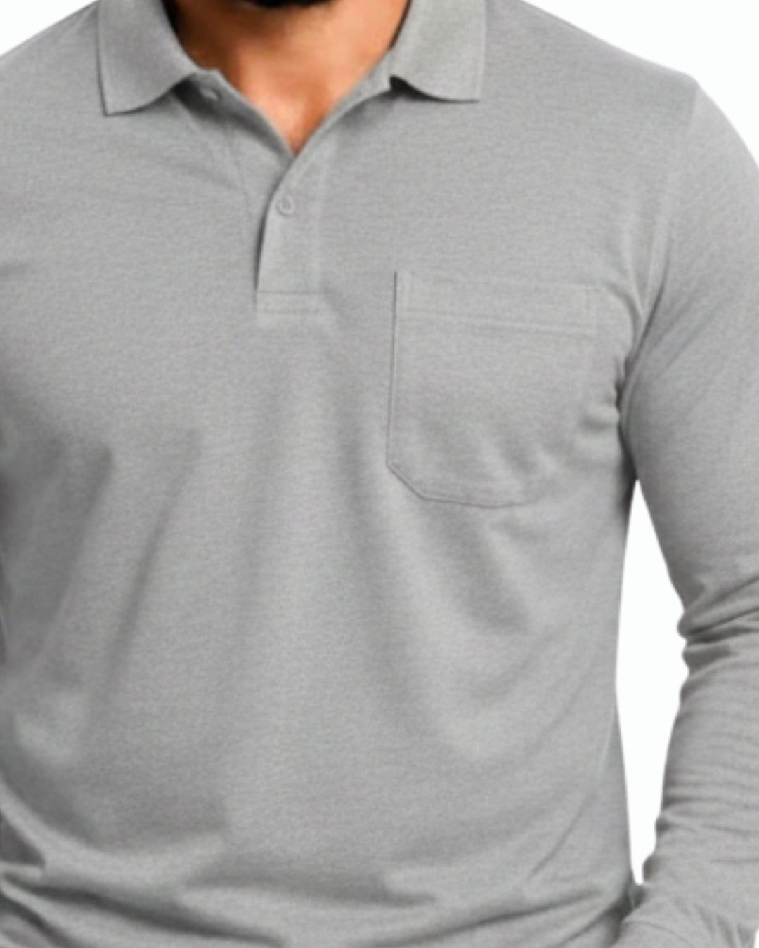 Men's Solid Grey Matty Full Sleeve Polo Regular T-Shirt