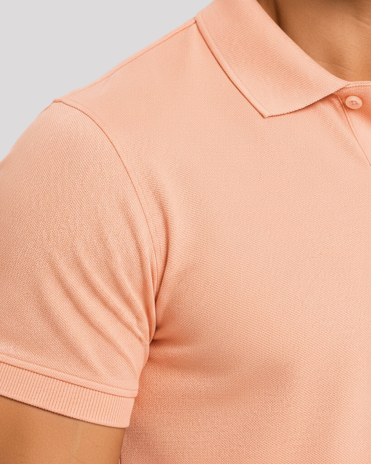 Men's Solid Peach Matty Half Sleeve Polo Regular T-Shirt