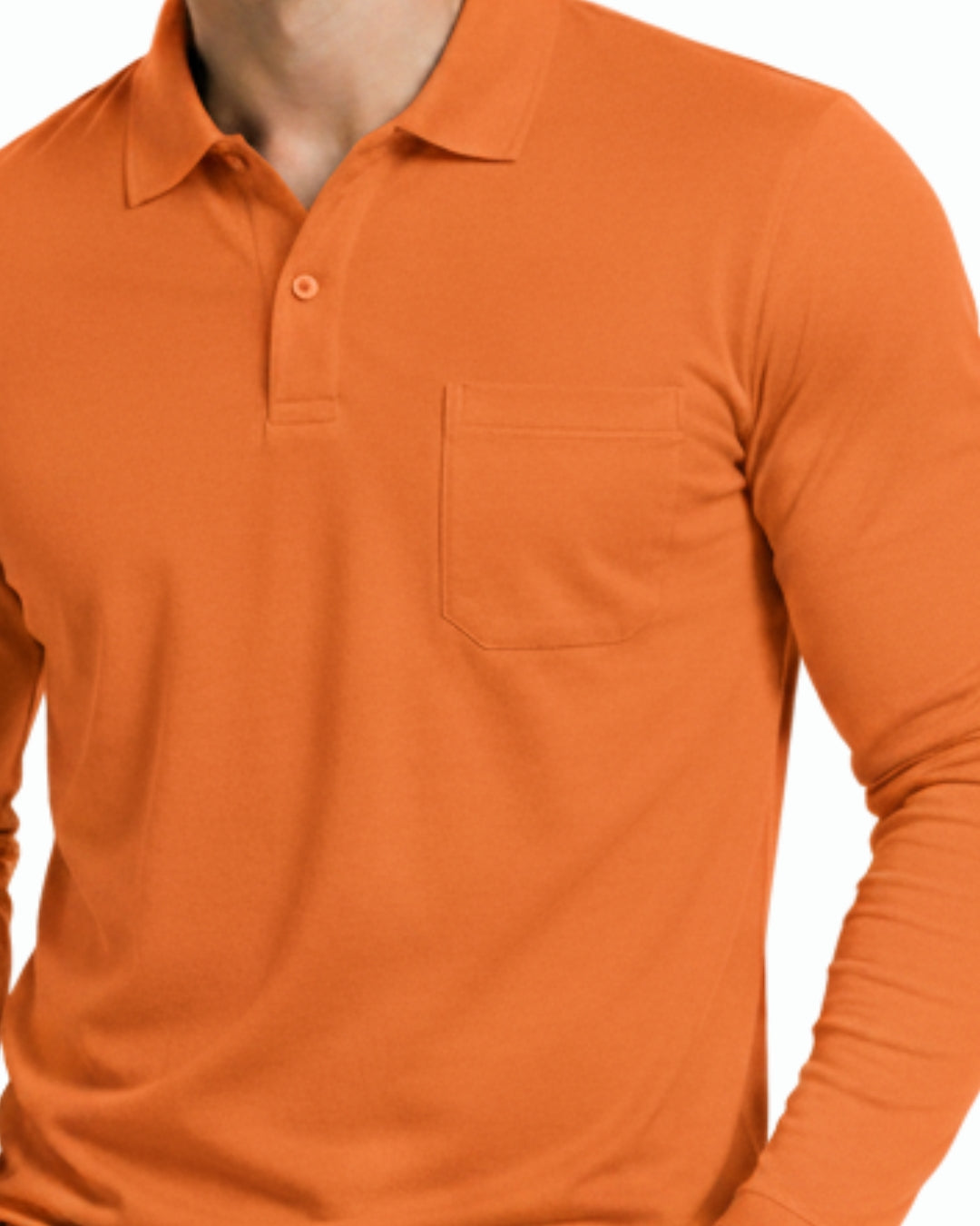 Men's Solid Orange Matty Full sleeve Polo Regular T-Shirt