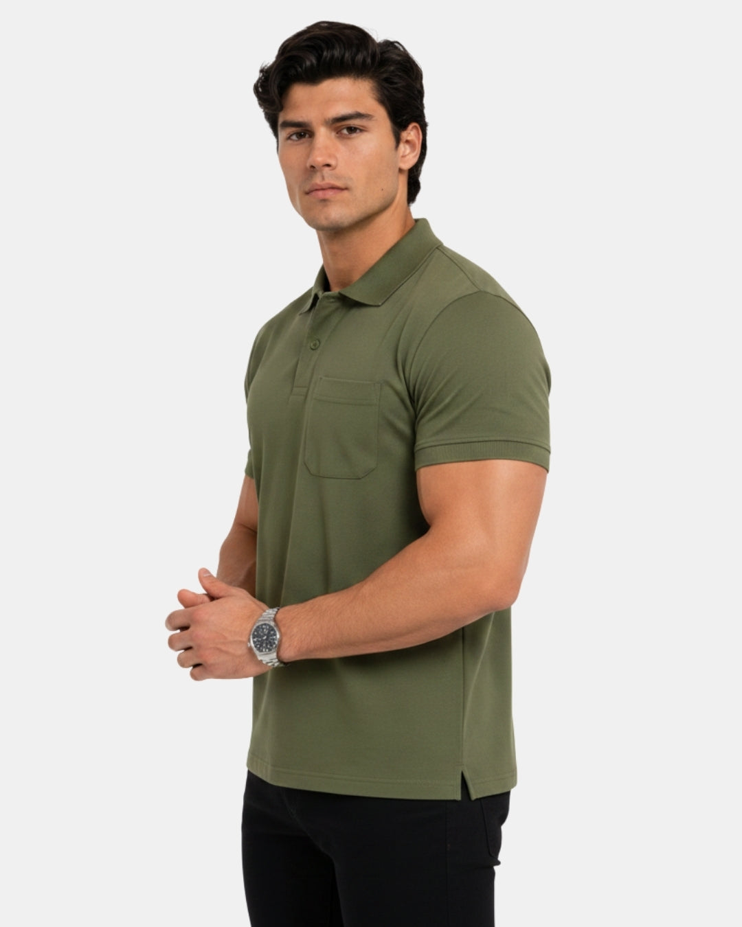Men's Solid Mehndi Matty Half Sleeve Polo Regular T-Shirt