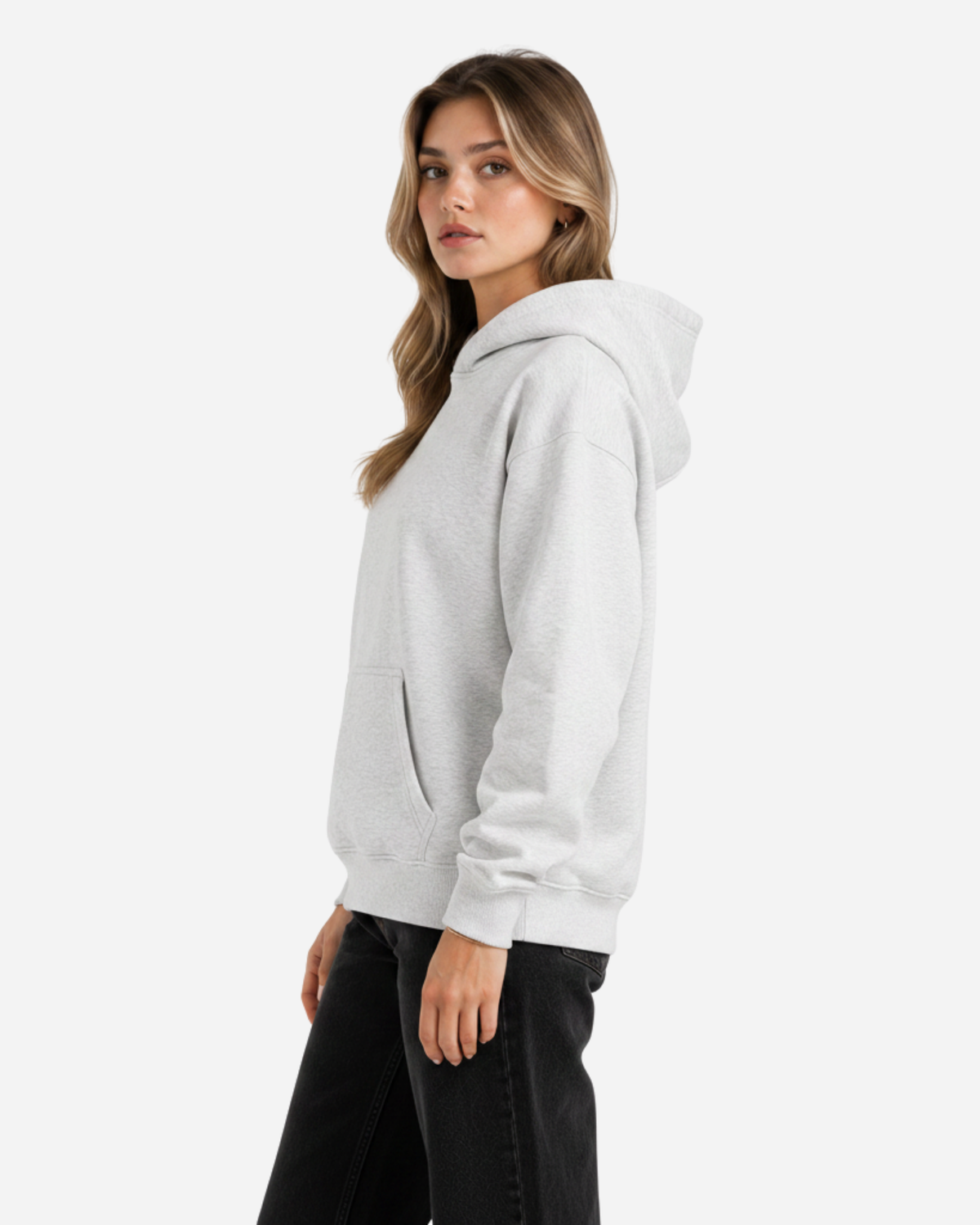Women's Solid Grey Cotton Full Sleeve Oversized Hoodie