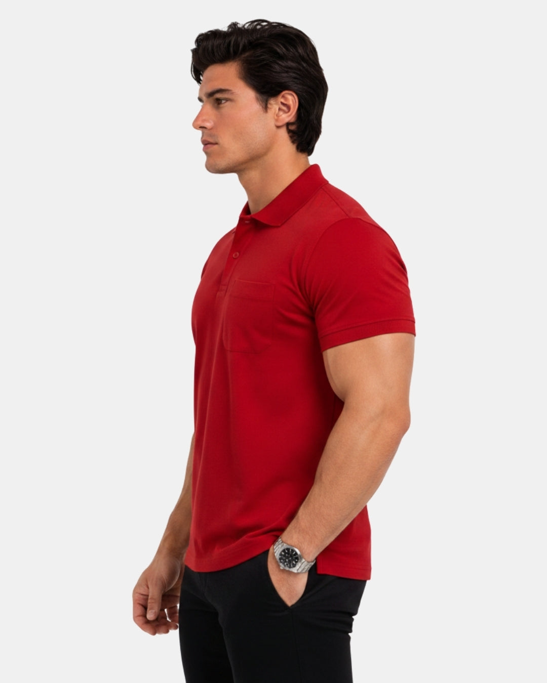 Men's Solid Red Matty Half Sleeve Polo Regular T-Shirt