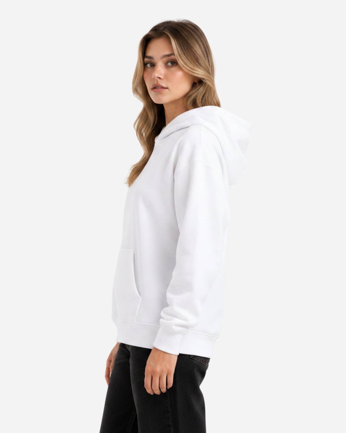 Women's Solid White Cotton Full Sleeve Oversized Hoodie