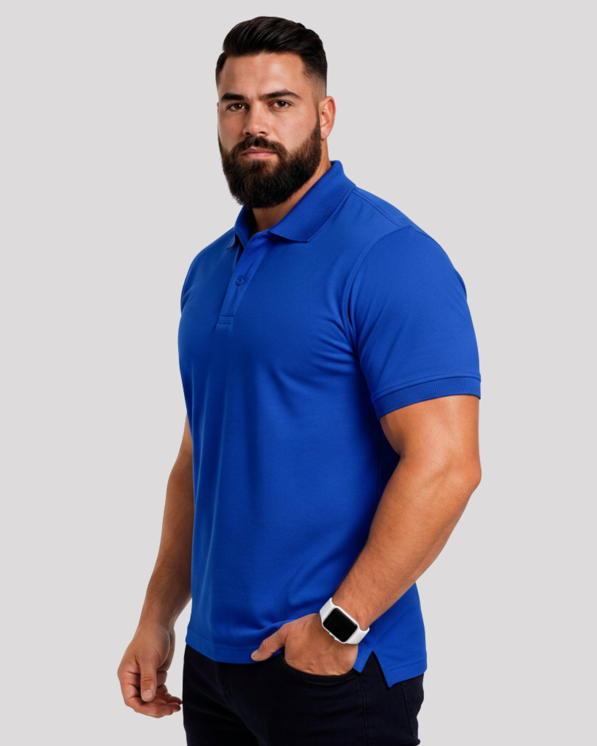 Men's Solid Royal Blue Matty Half Sleeve Polo Regular T-Shirt