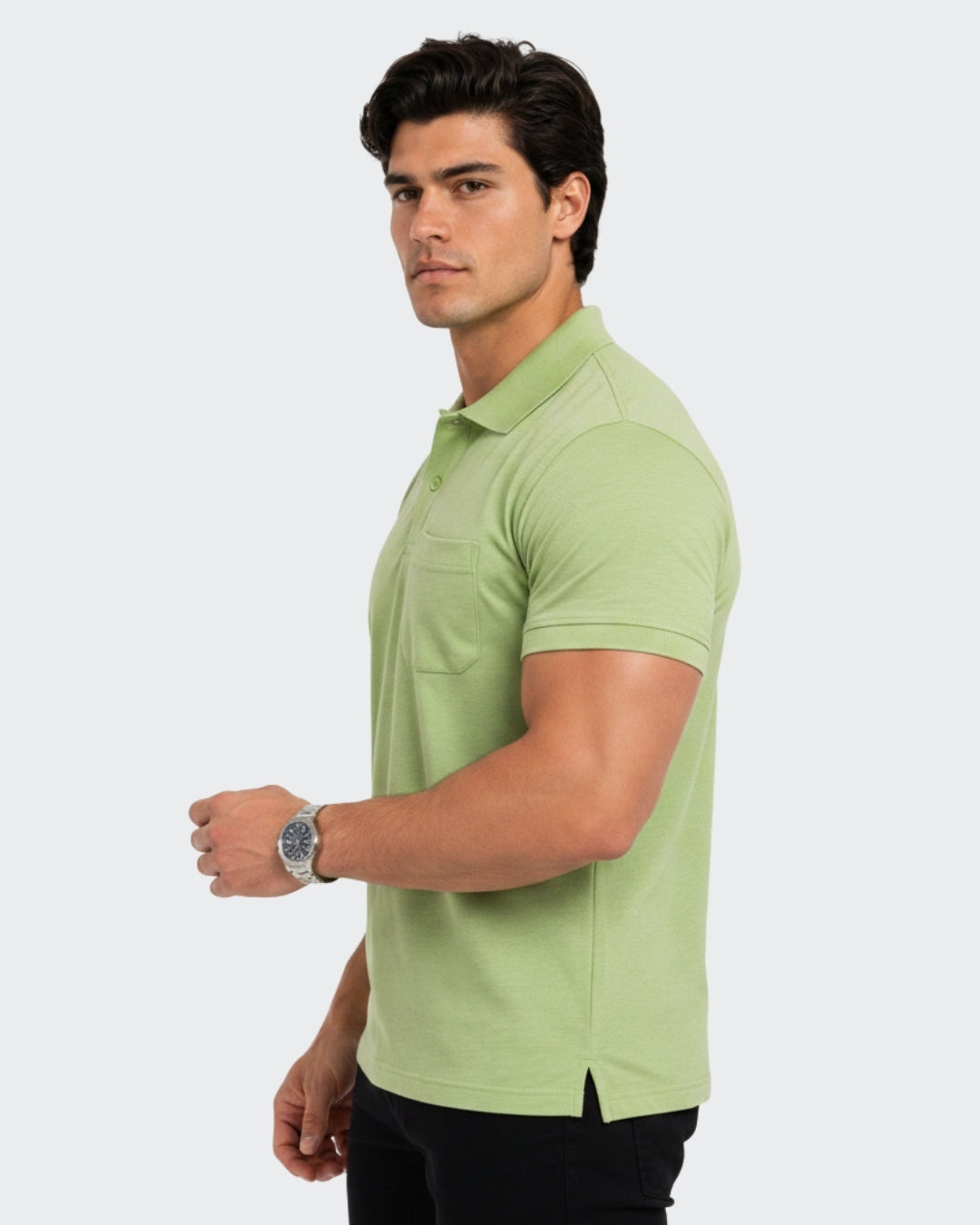 Men's Solid Olive Matty Half Sleeve Polo Regular T-Shirt