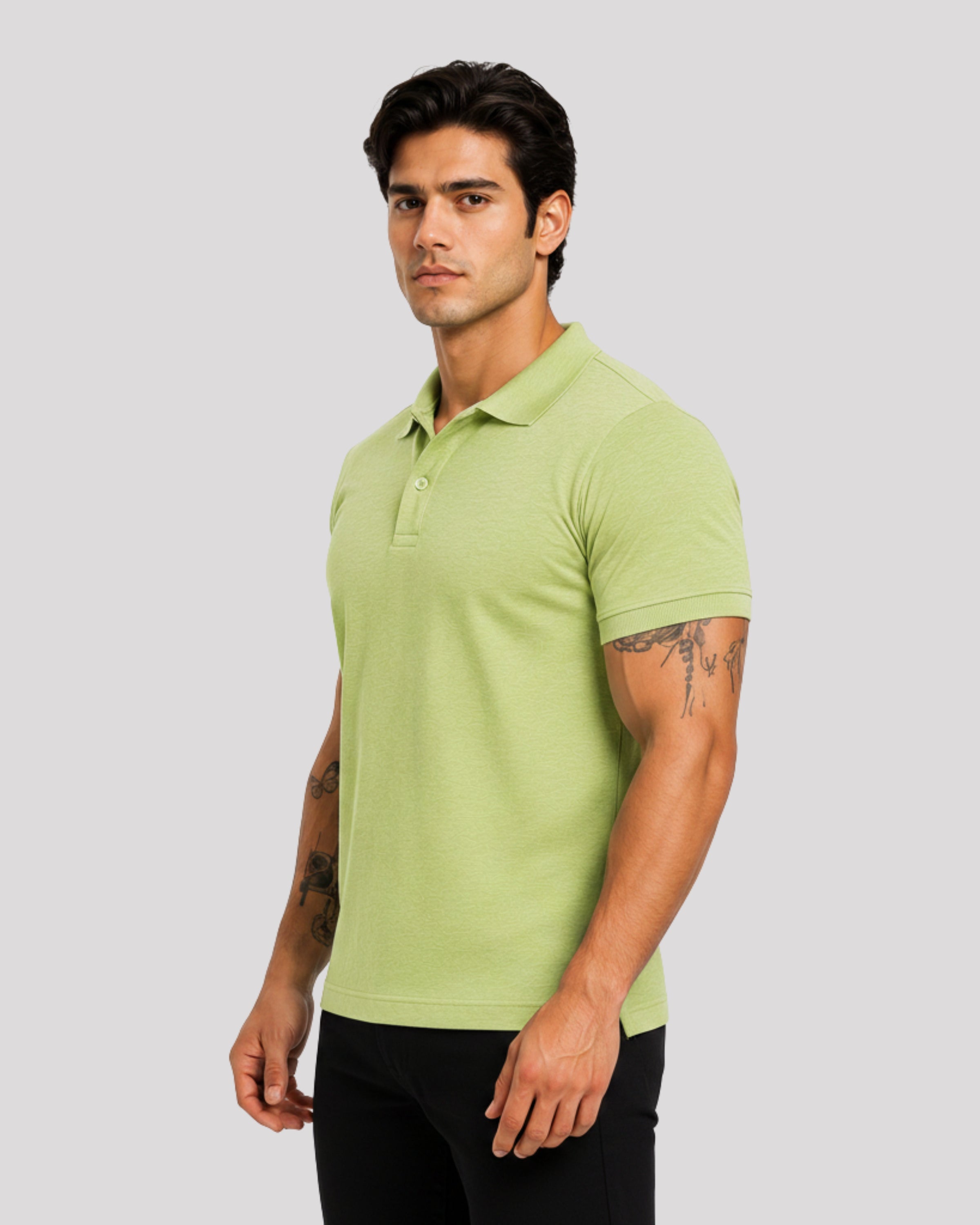 Men's Solid Olive Matty Half Sleeve Polo Regular T-Shirt