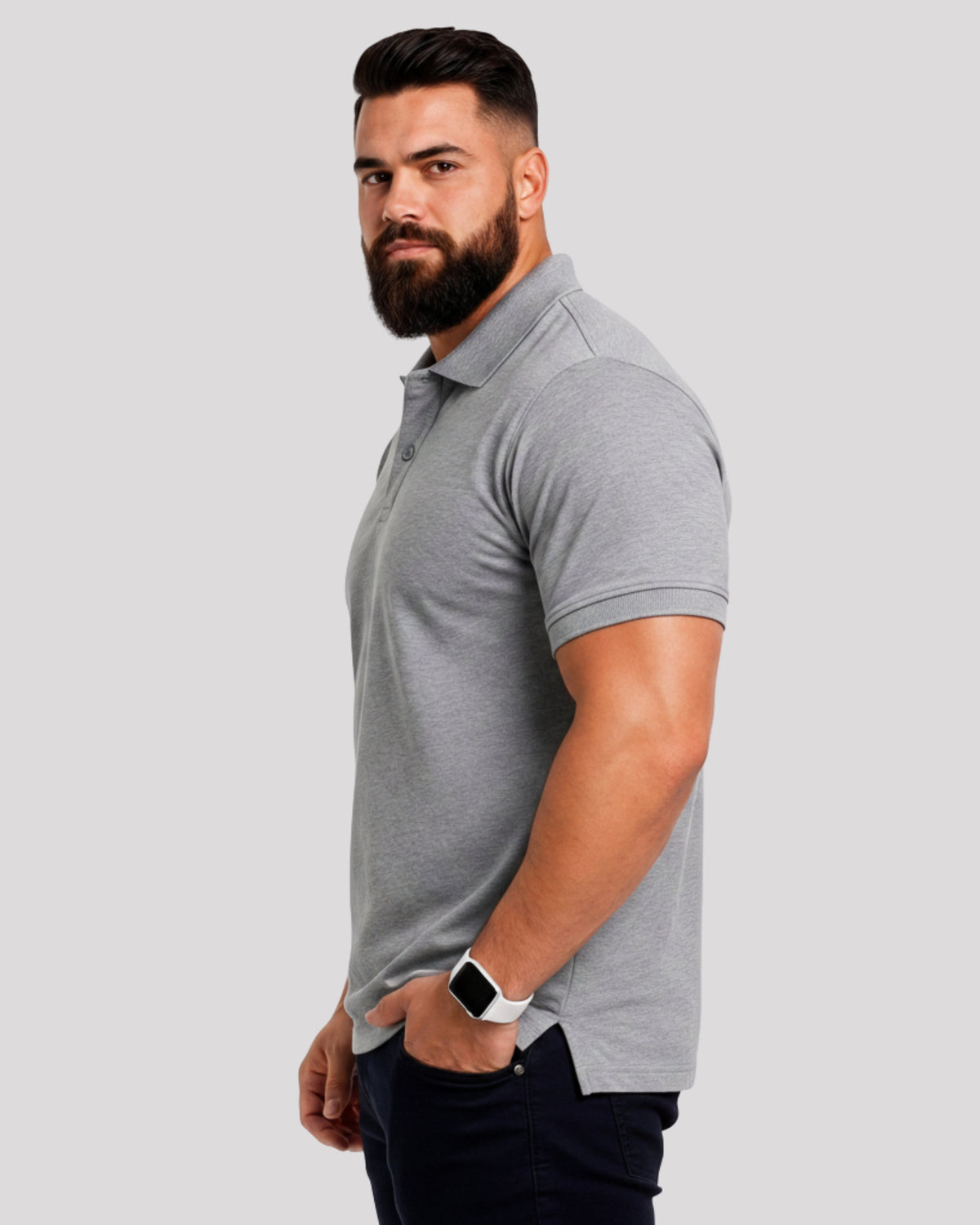 Men's Solid Grey Matty Half Sleeve Polo Regular T-Shirt