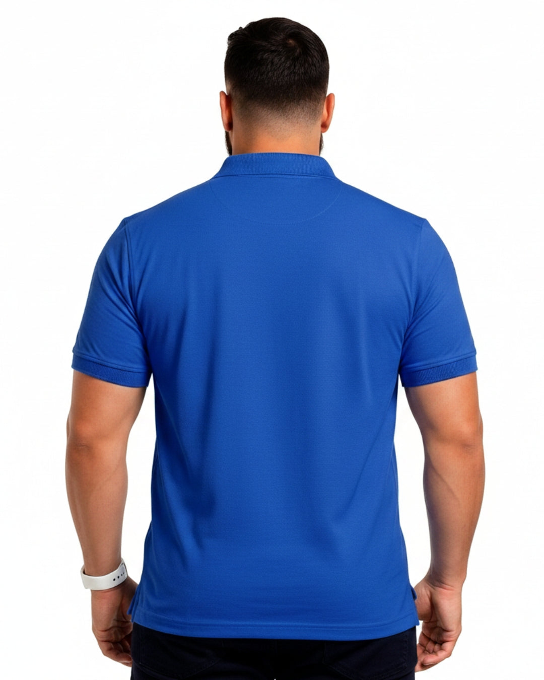 Men Plus size Polo Collar Pockets White T-shirt