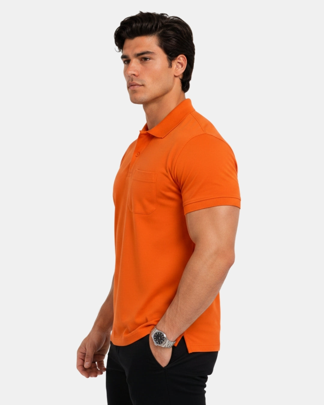 Men's Solid Orange Matty Half Sleeve Polo Regular T-Shirt
