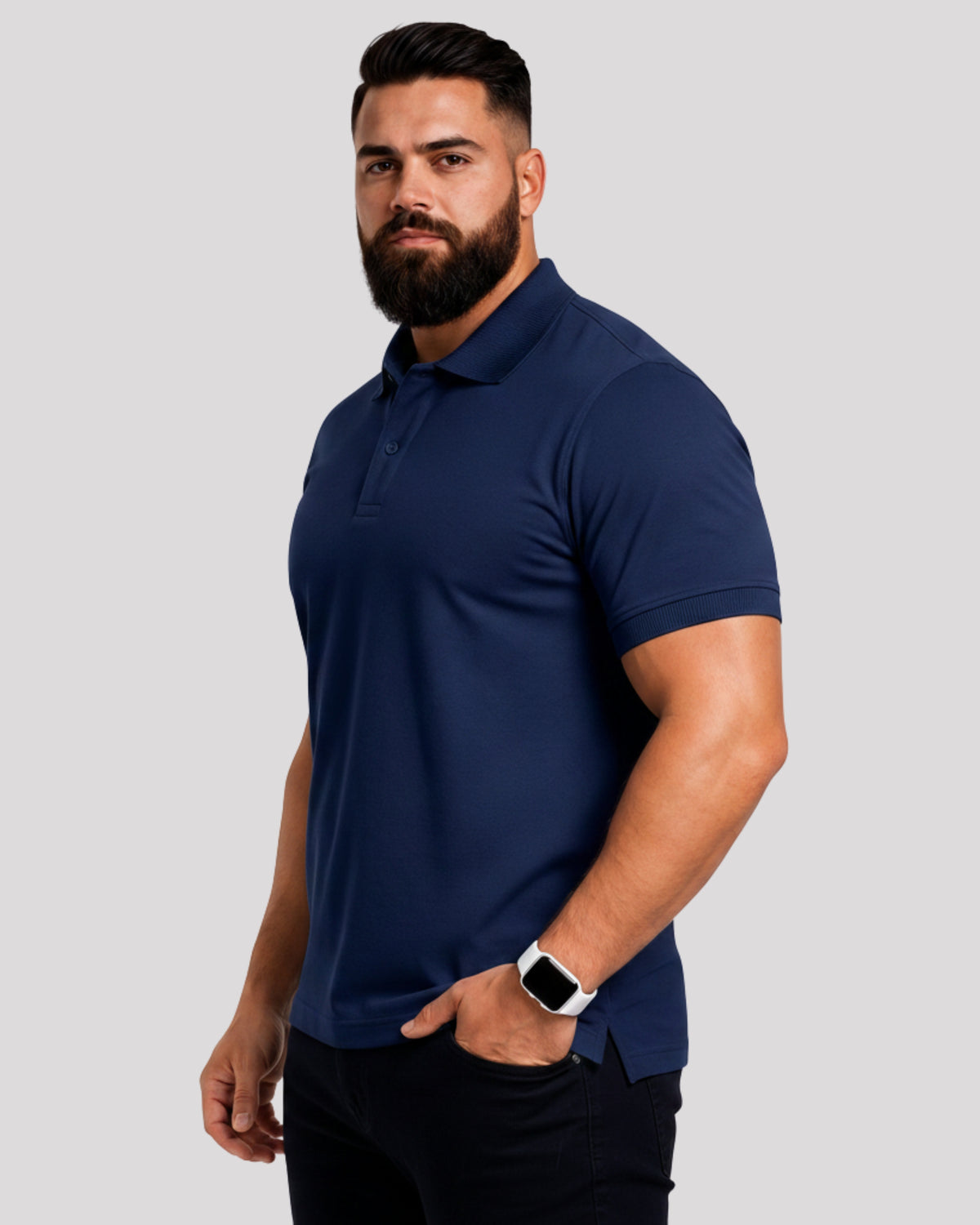 Men's Solid Navy Blue Matty Half Sleeve Polo Regular T-Shirt