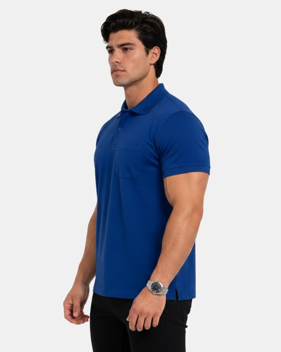 Men's Solid Royal Blue Matty Half Sleeve Polo Regular T-Shirt