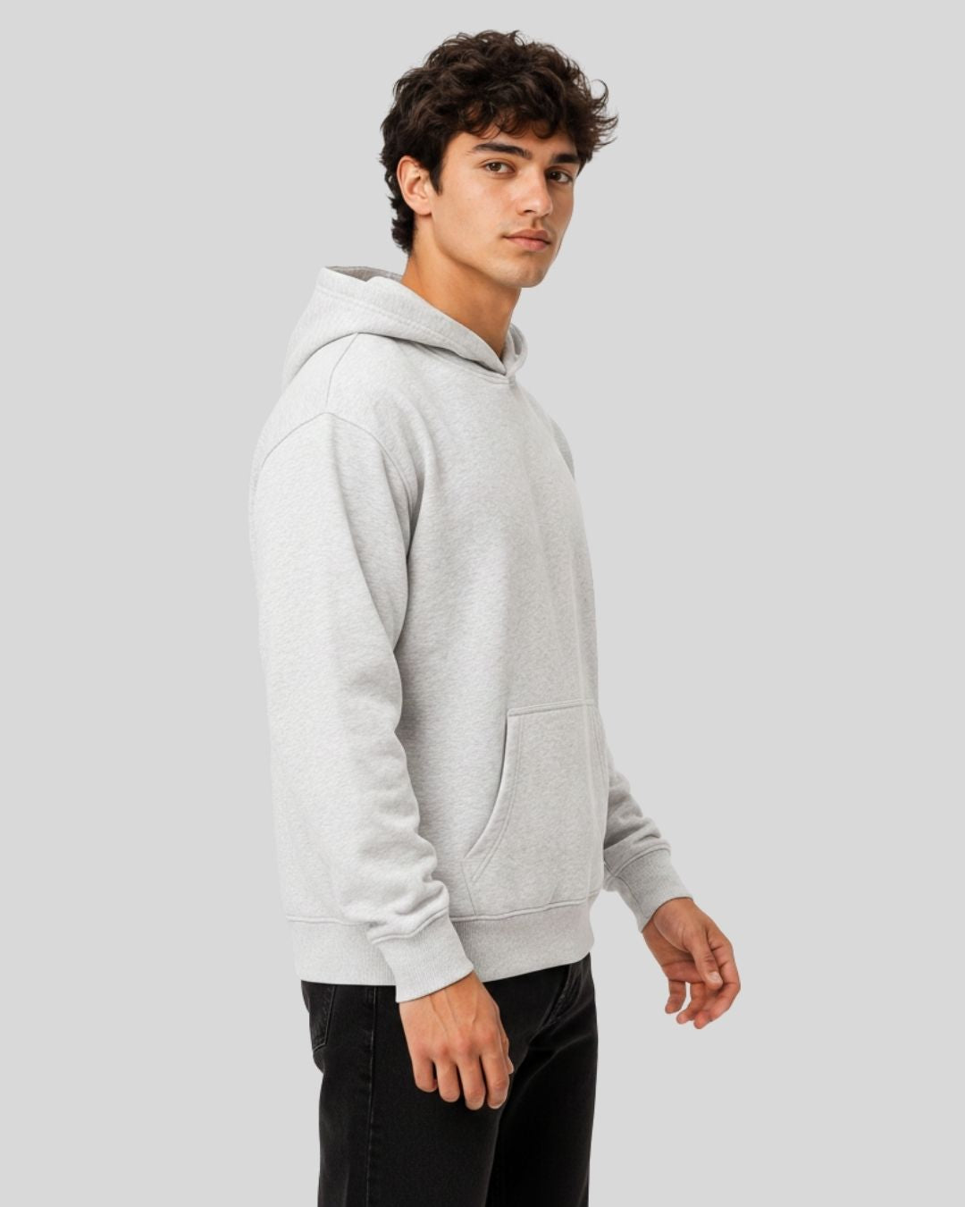 Men's Solid Grey Cotton Full Sleeve Oversized Hoodie