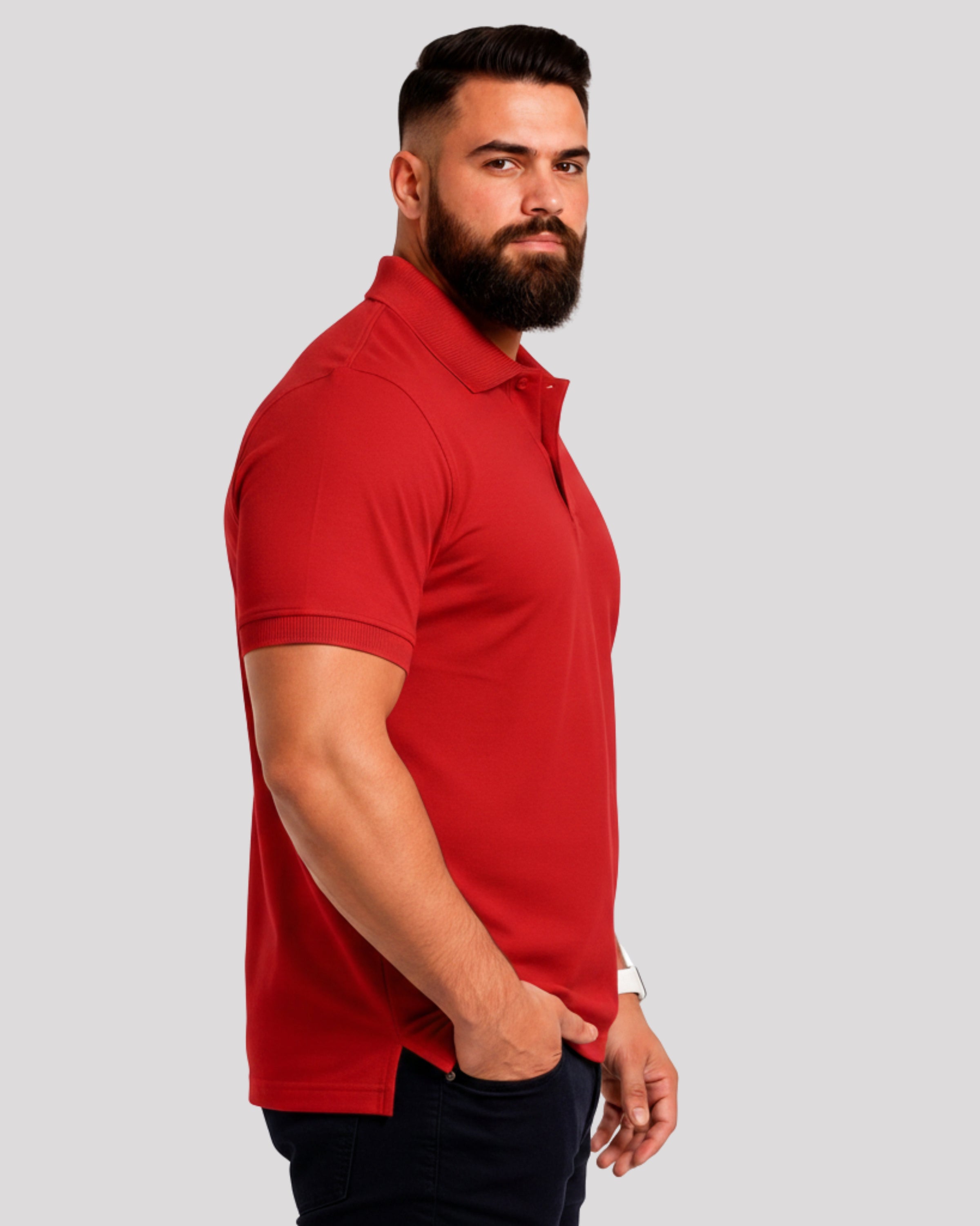 Men's Solid Red Matty Half Sleeve Polo Regular T-Shirt