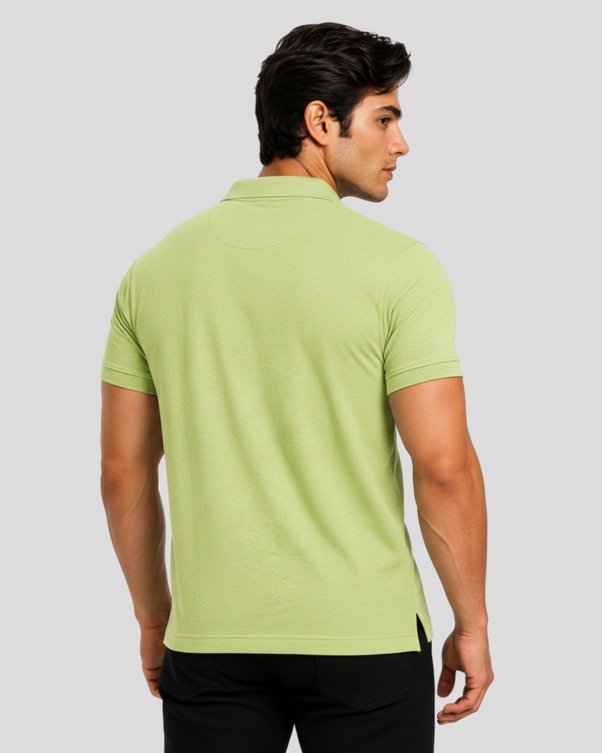 Men's Solid Olive Matty Half Sleeve Polo Regular T-Shirt