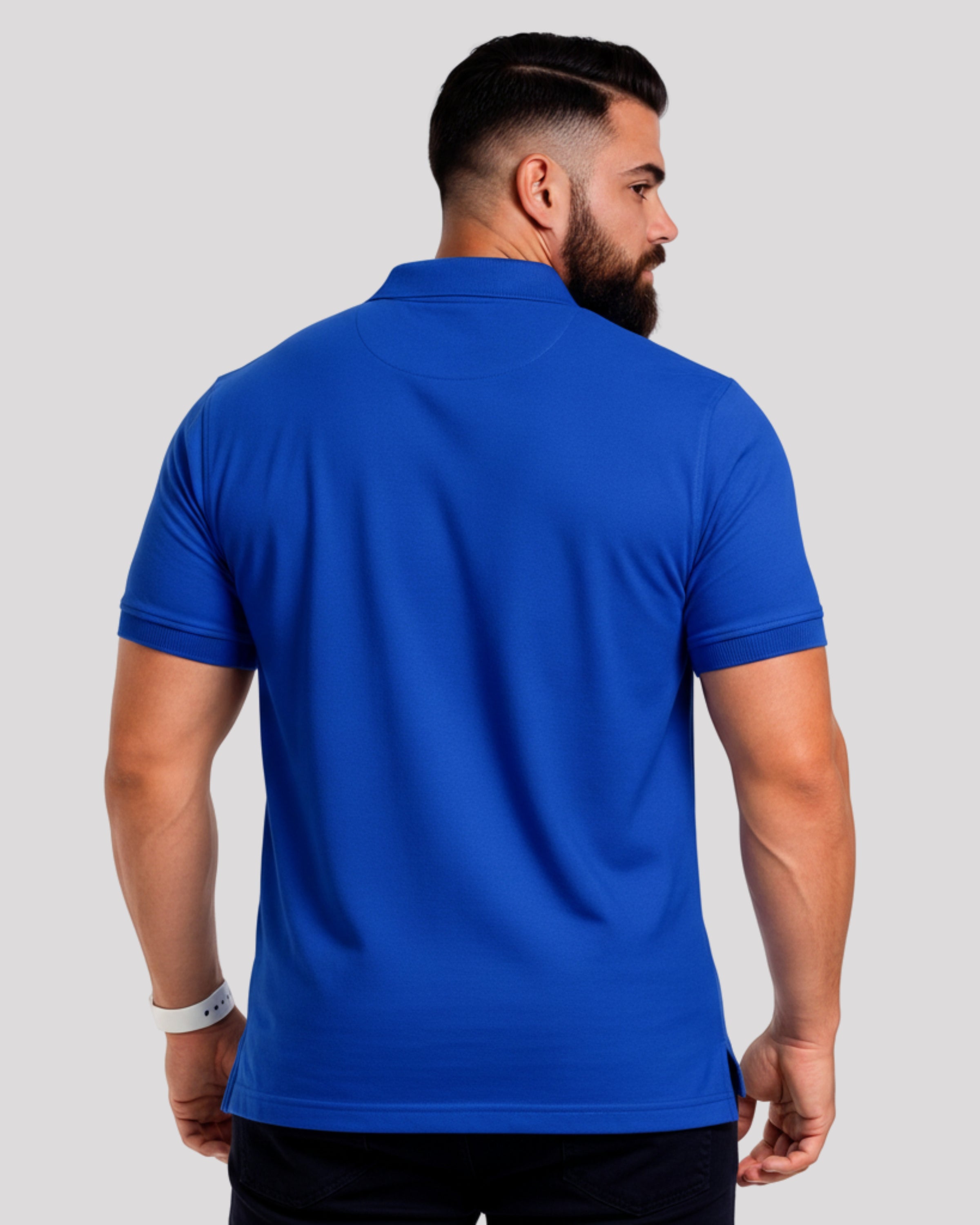 Men's Solid Royal Blue Matty Half Sleeve Polo Regular T-Shirt