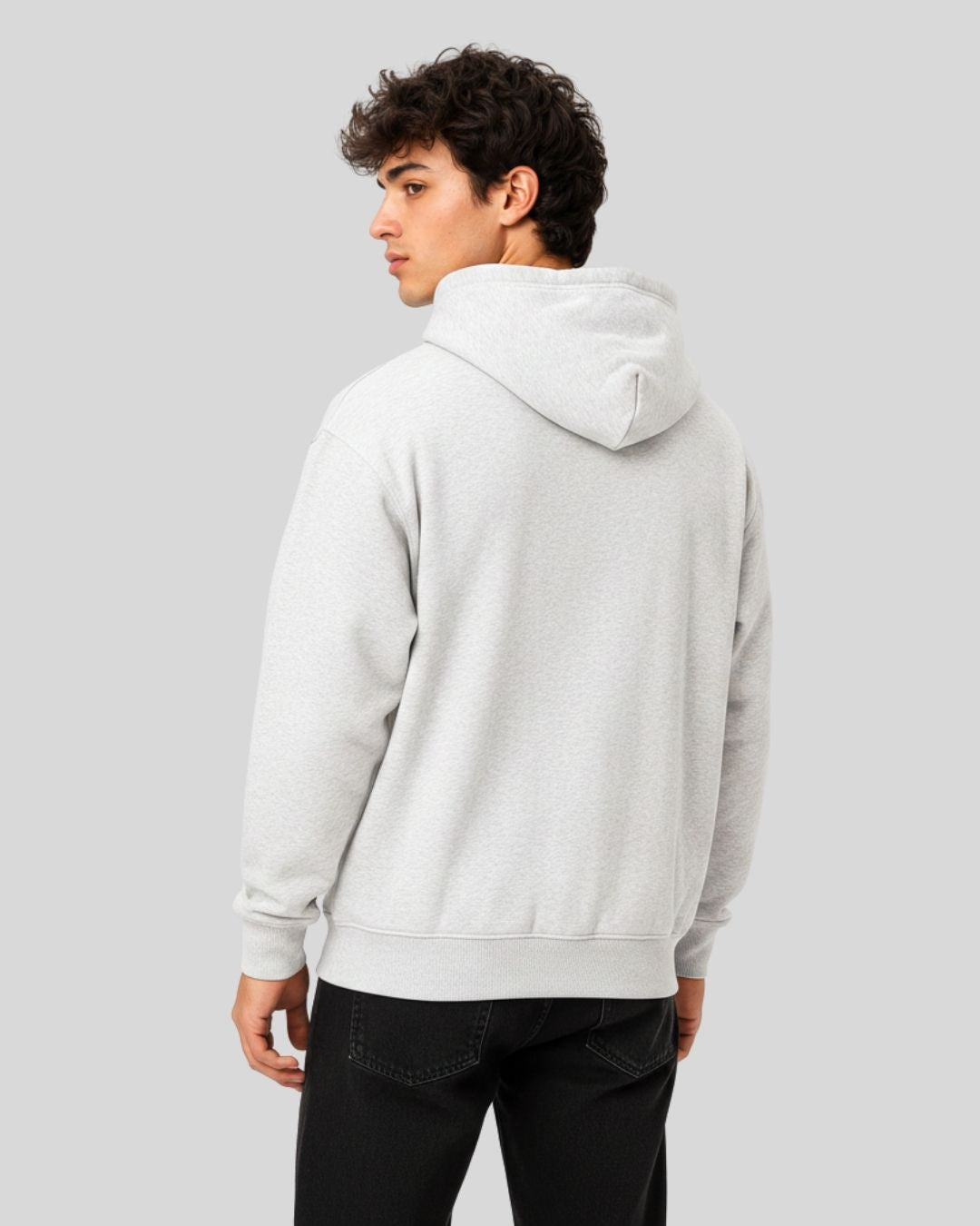 Men's Solid Grey Cotton Full Sleeve Oversized Hoodie