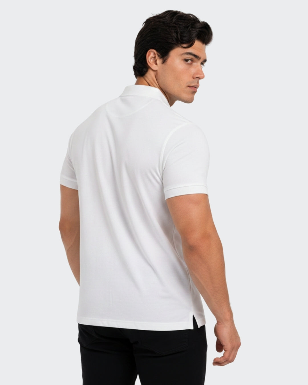 Men's Solid White Matty Half Sleeve Polo Regular T-Shirt