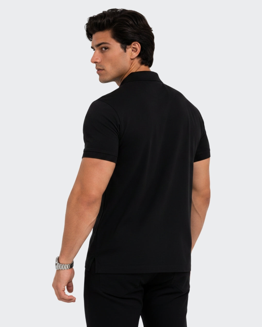 Men's Solid Black Matty Half Sleeve Polo Regular T-Shirt
