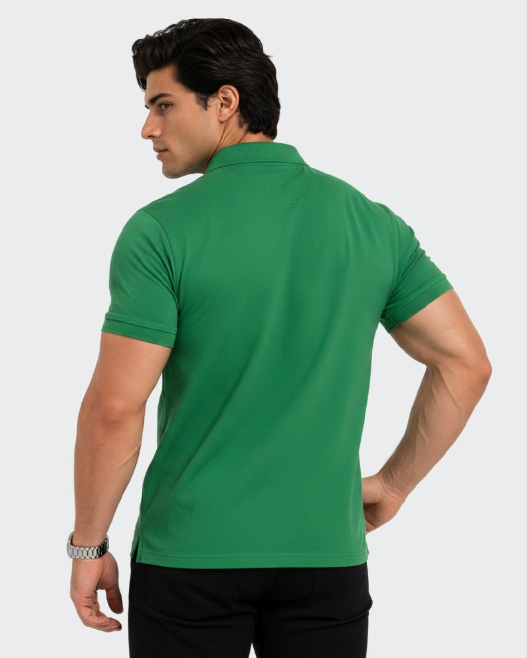 Men's Solid Green Matty Half Sleeve Polo Regular T-Shirt