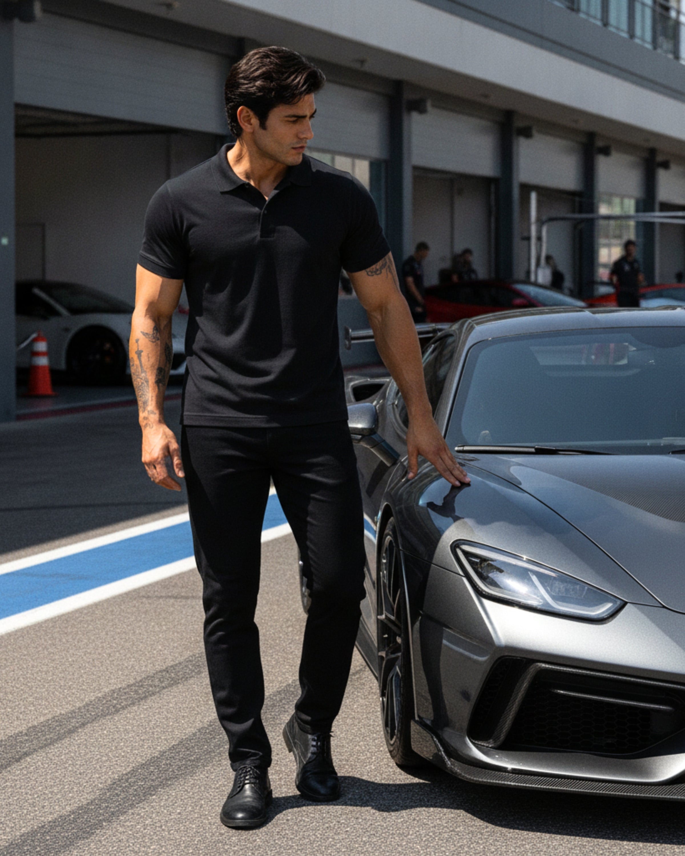 Men's Solid Black Matty Half Sleeve Polo Regular T-Shirt