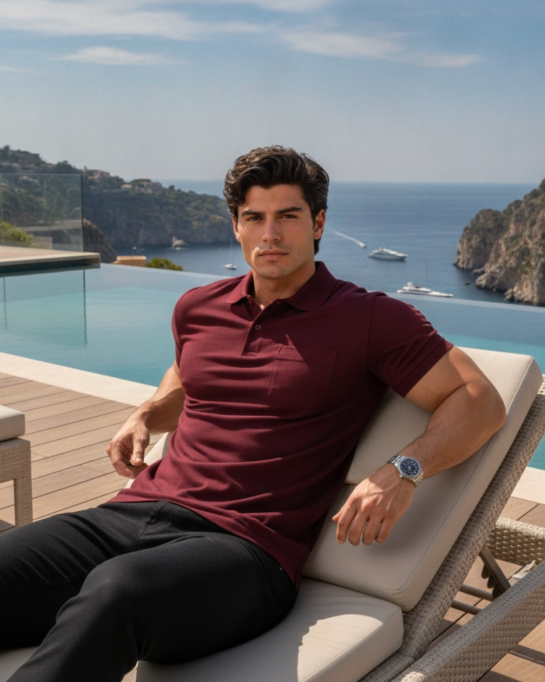 Men's Solid Maroon Matty Half Sleeve Polo Regular T-Shirt