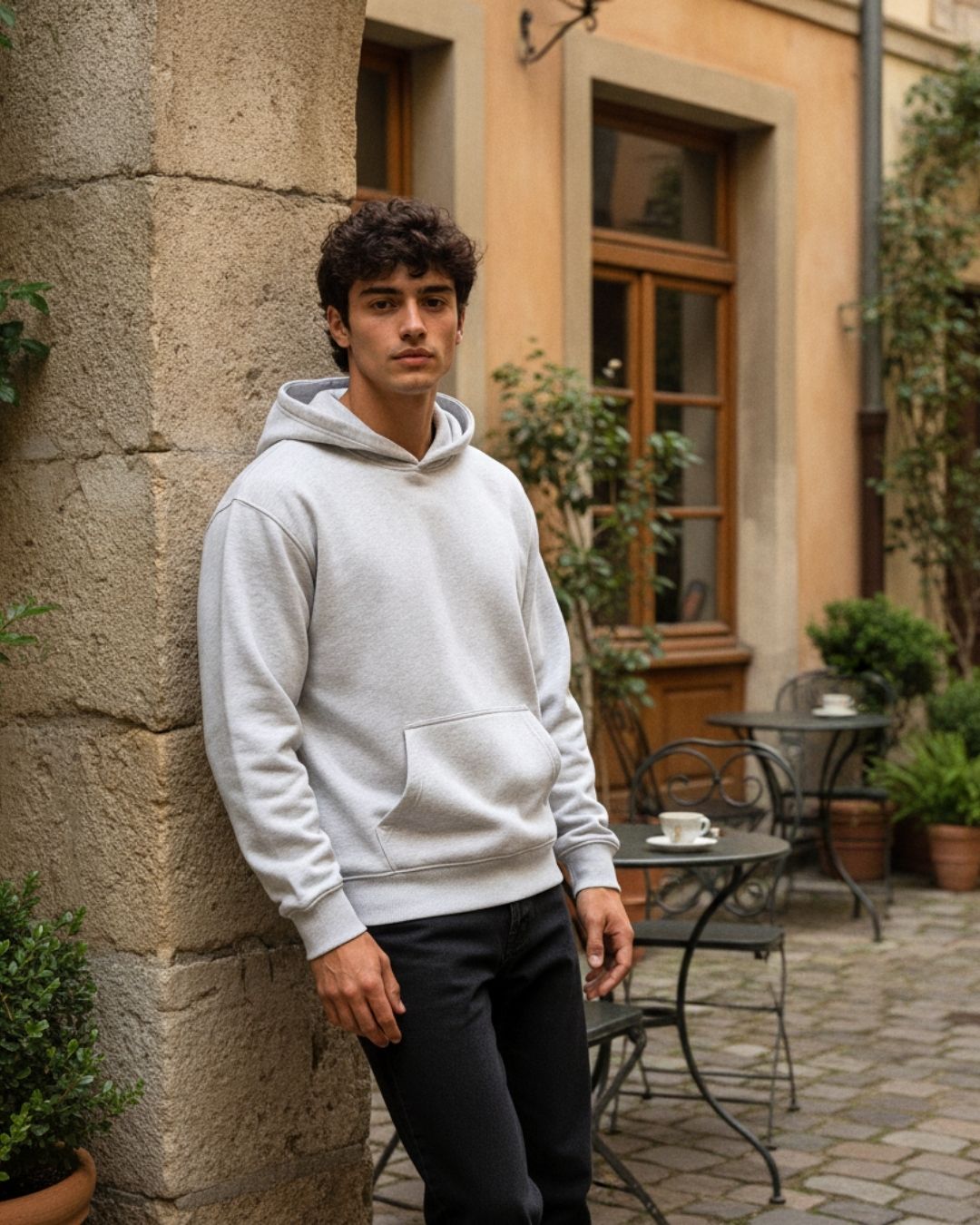 Men's Solid Grey Cotton Full Sleeve Oversized Hoodie