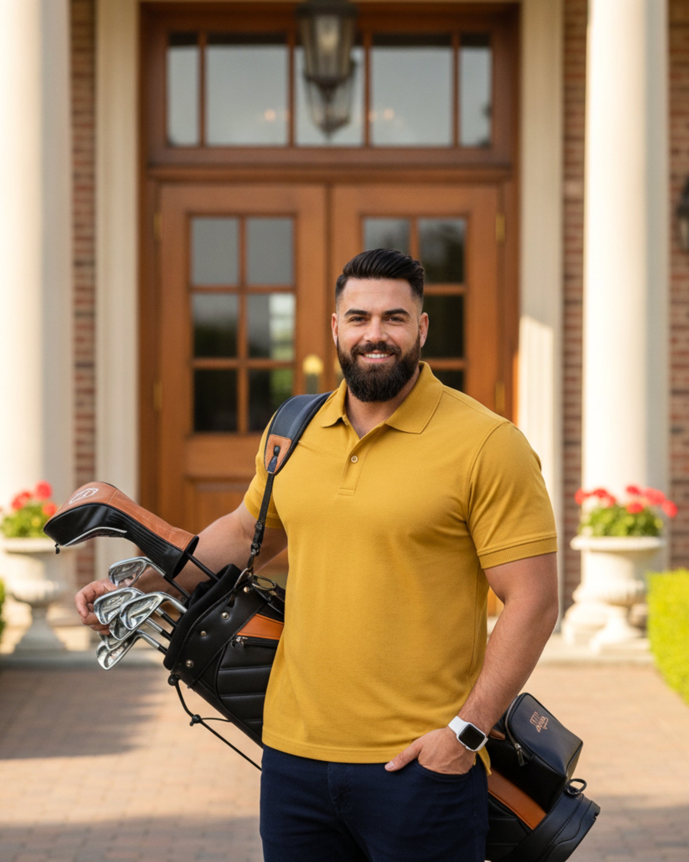 Men's Solid Mustard Matty Half Sleeve Polo Regular T-Shirt