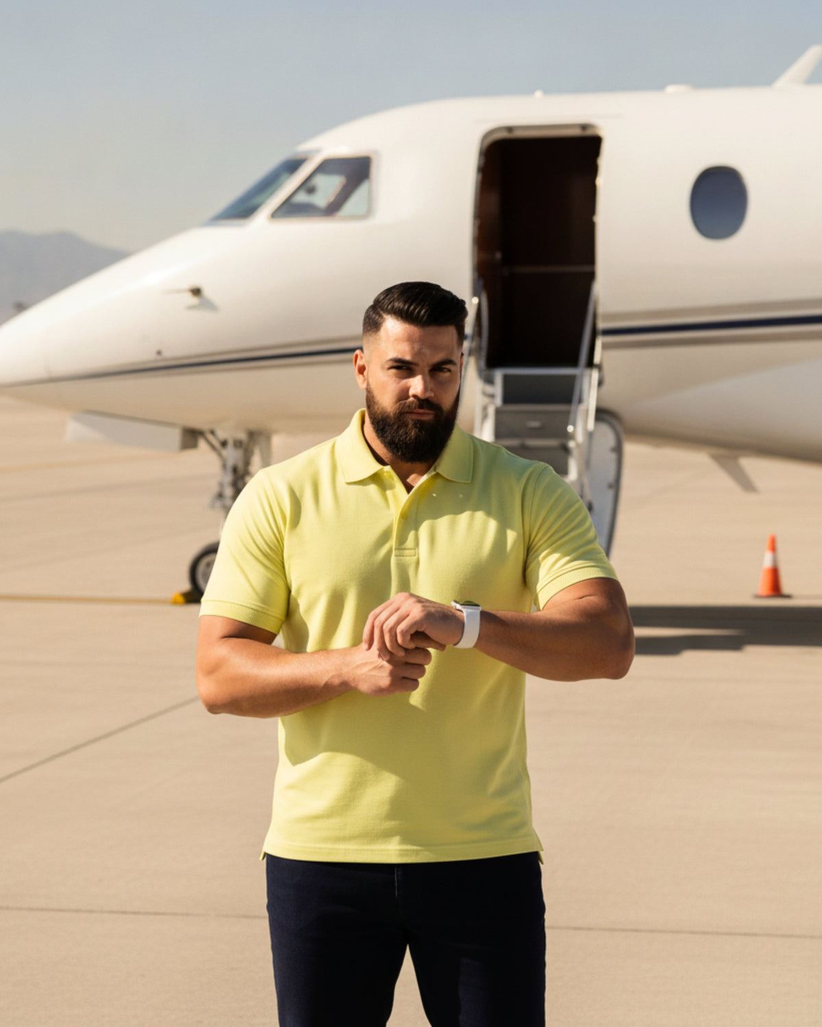 Men's Solid Lemon Matty Half Sleeve Polo Regular T-Shirt