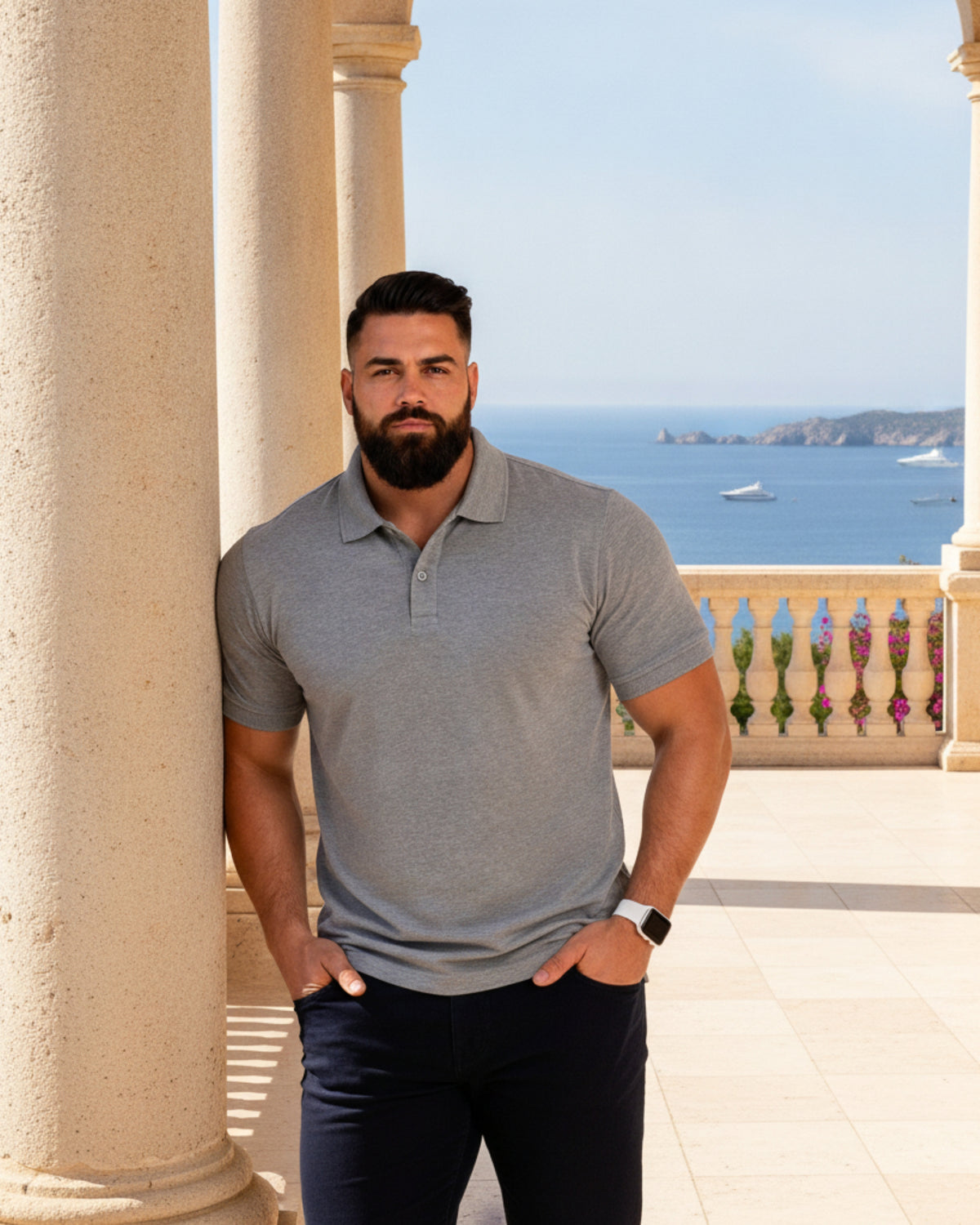 Men's Solid Grey Matty Half Sleeve Polo Regular T-Shirt
