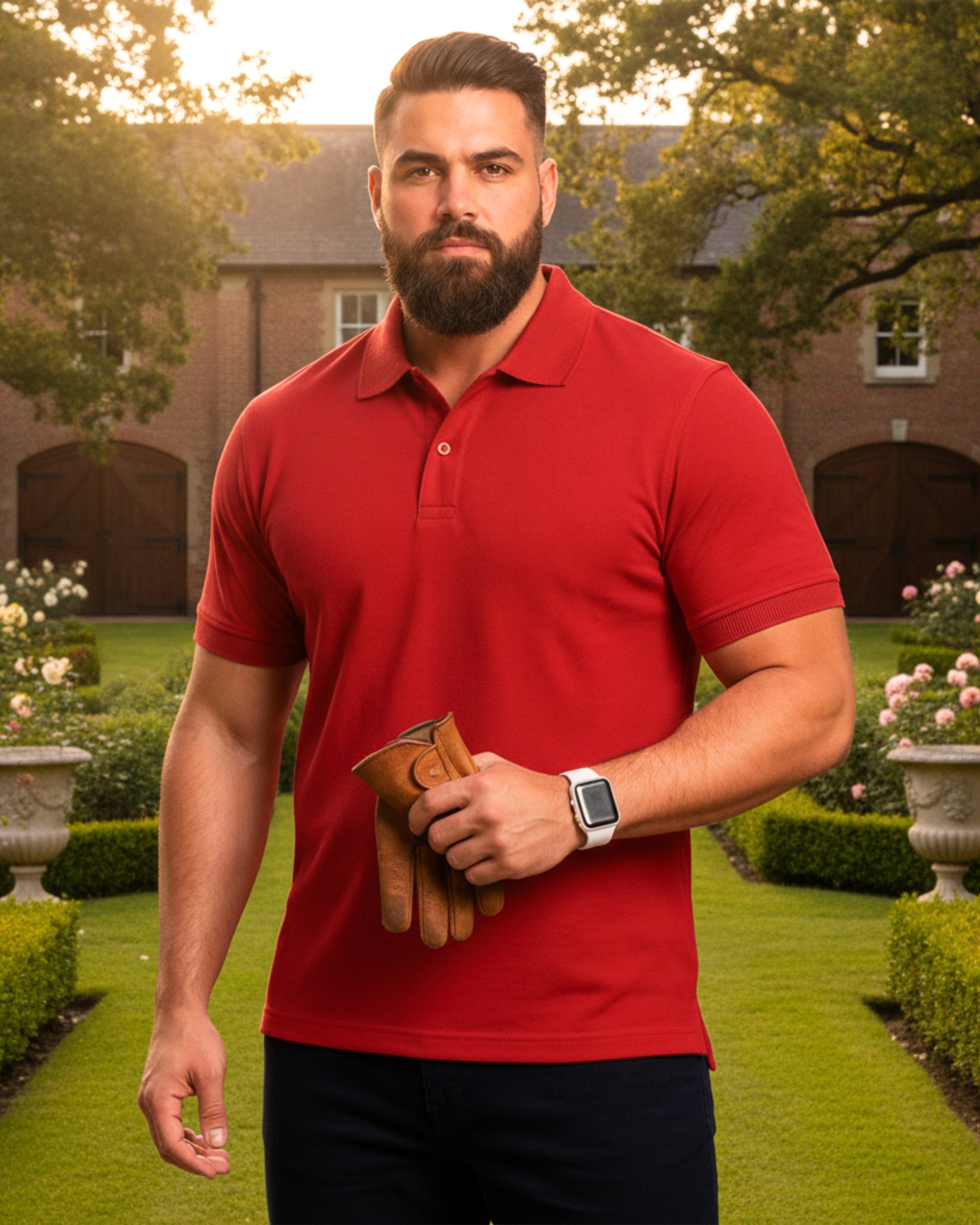 Men's Solid Red Matty Half Sleeve Polo Regular T-Shirt
