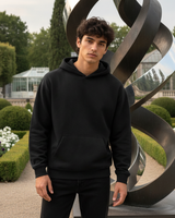 Men's Solid Black Cotton Full Sleeve Oversized Hoodie