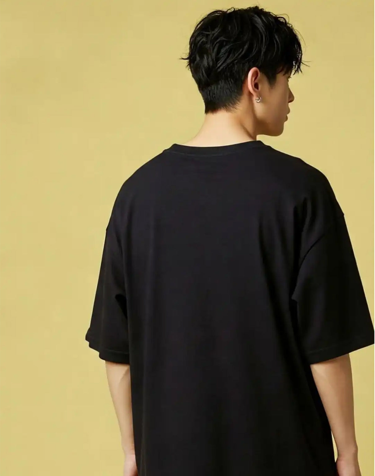 Round Neck Drop-Shoulder Sleeves Oversized Cotton T-shirt