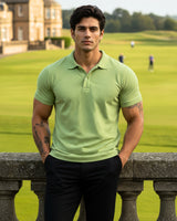 Men's Solid Olive Matty Half Sleeve Polo Regular T-Shirt