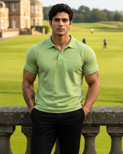 Men's Solid Olive Matty Half Sleeve Polo Regular T-Shirt