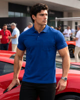 Men's Solid Royal Blue Matty Half Sleeve Polo Regular T-Shirt