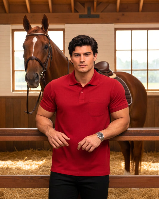 Men's Solid Red Matty Half Sleeve Polo Regular T-Shirt